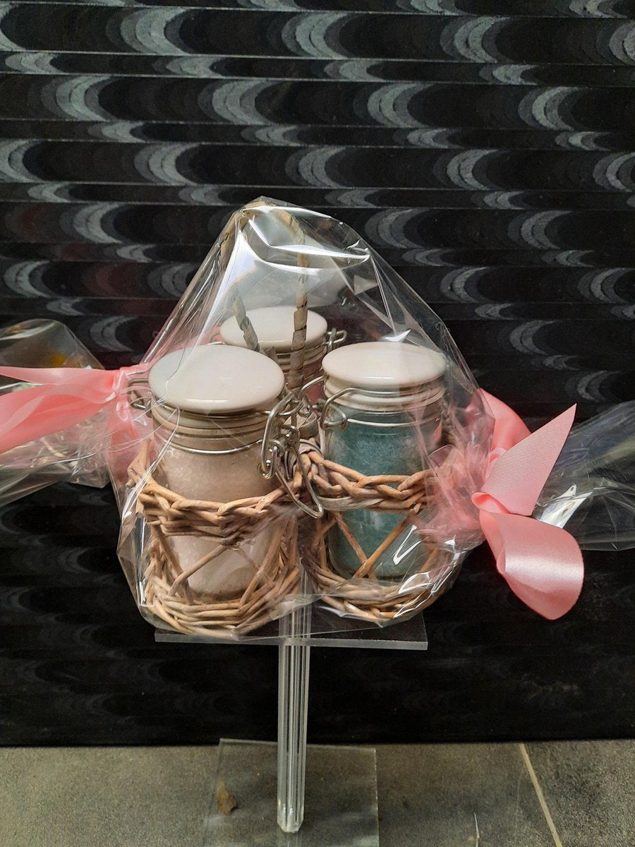 geschenk 3x badzout in mandje