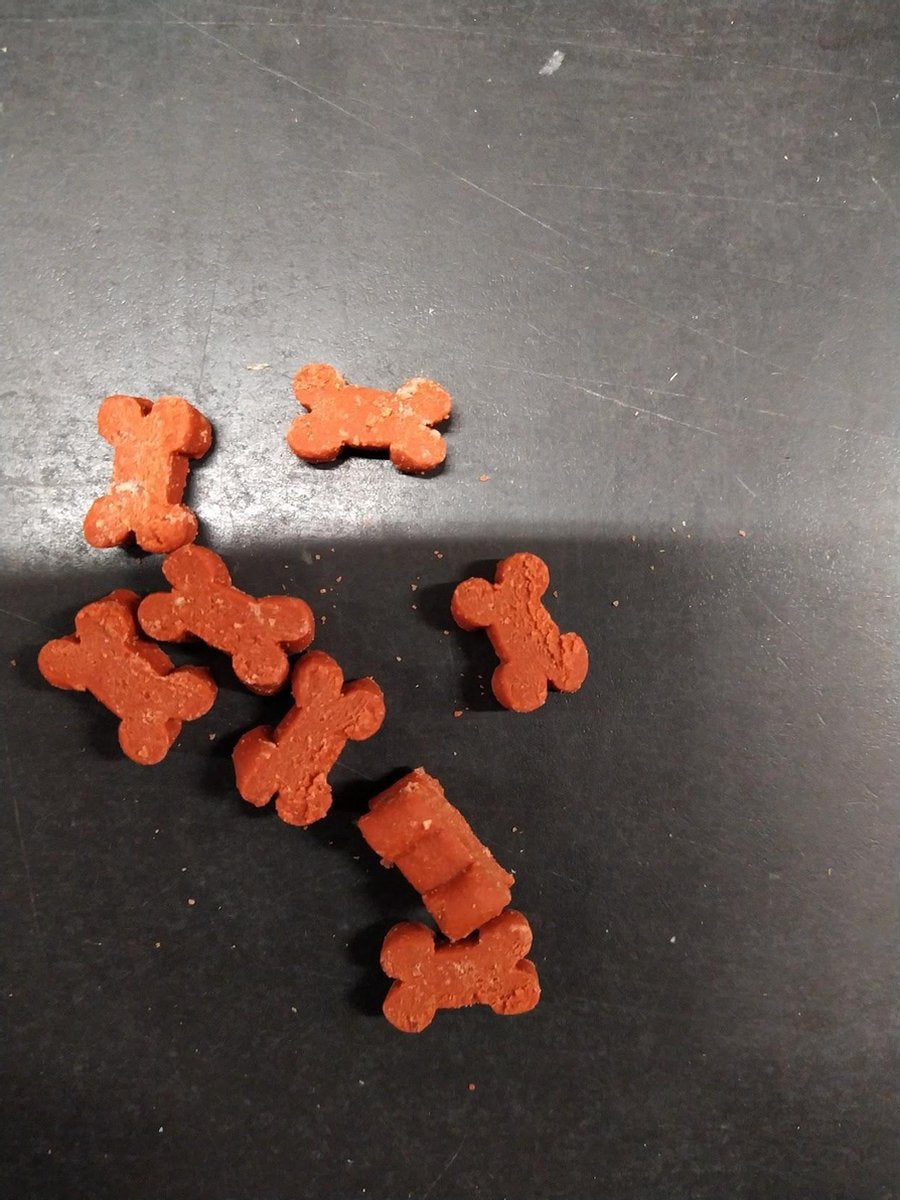 Runder trainings snoepjes Minibones - Zachte snoepjes - Hondensnoepjes - Traktatie voor puppy 140gr x 10 in potjes van de snackmeester
