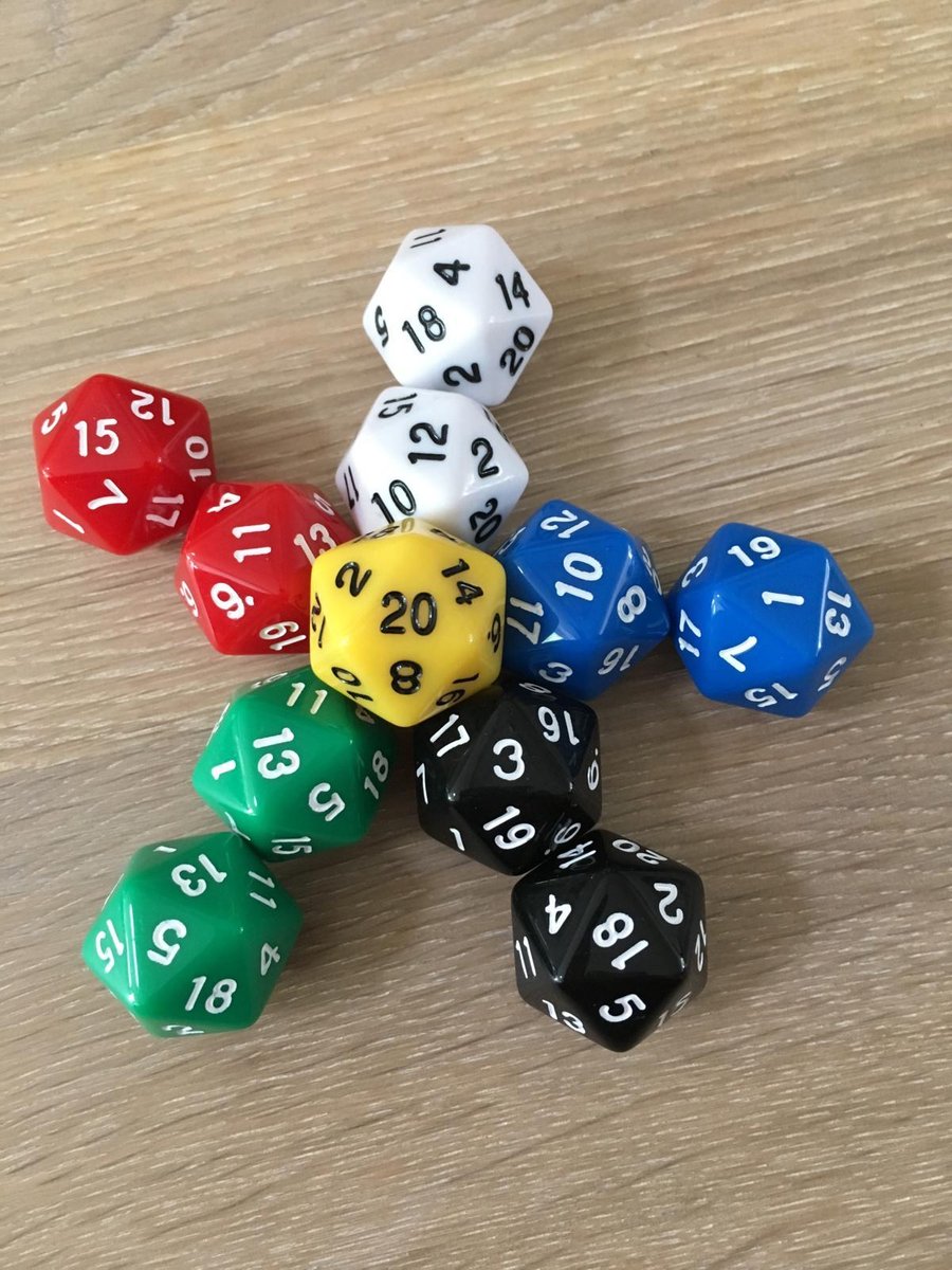 FlexJuf 20-kantige dobbelstenen (SET van 6 stuks!) D20 zijden