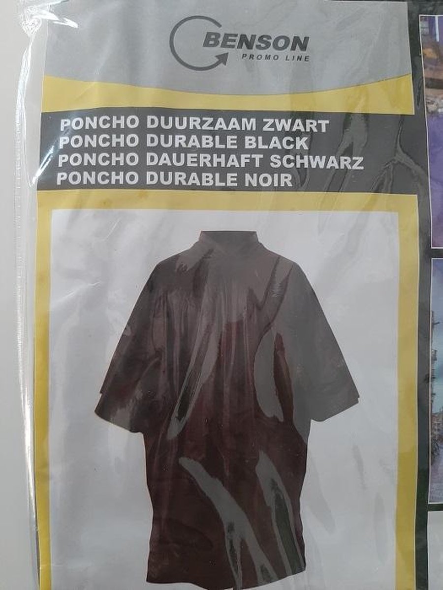 Regenponcho - zwart - benson - poncho - lichtgewicht - one size