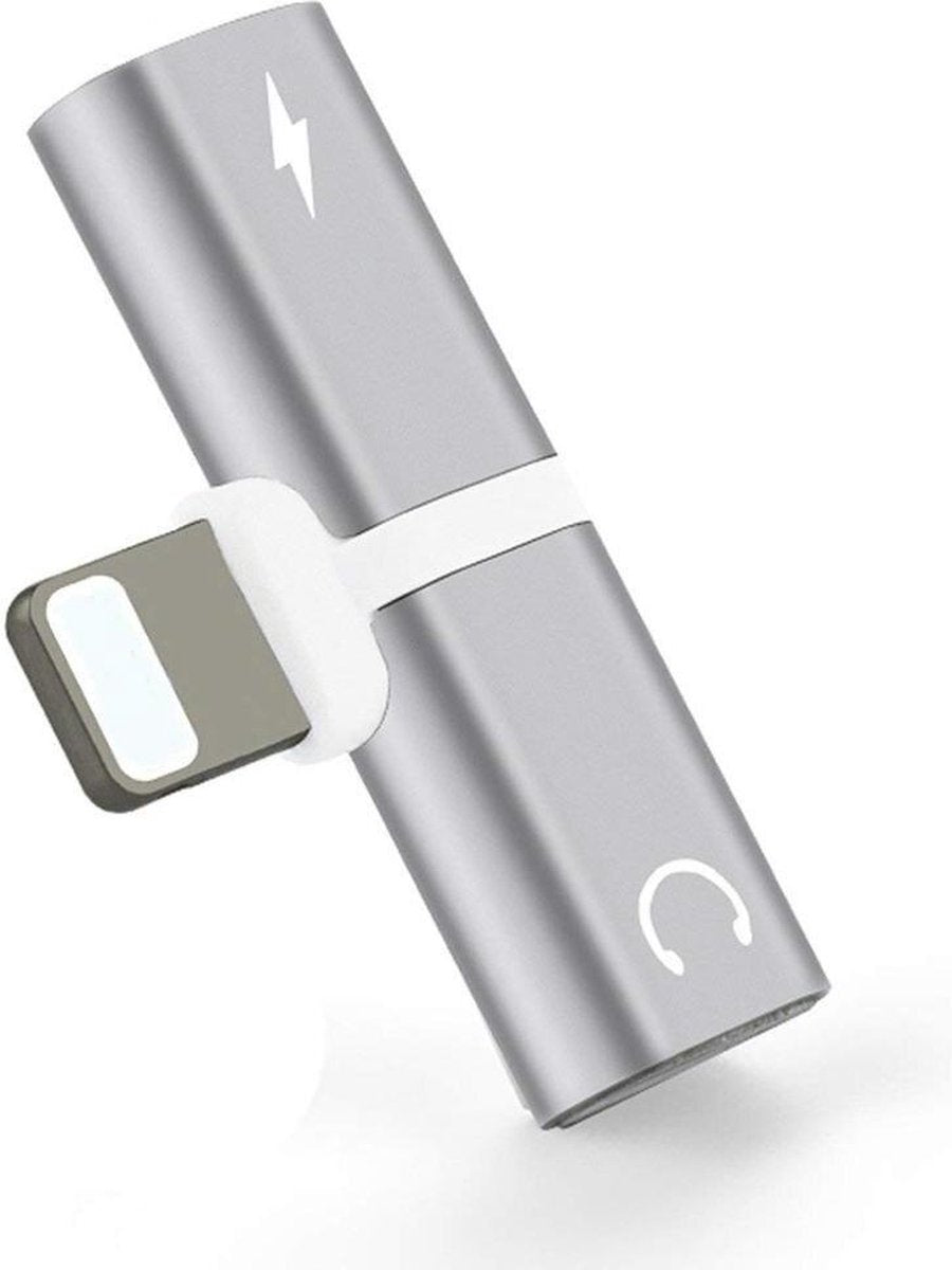 Audio Adapter Splitter Zilver - Opladen en Audio Beluisteren - iPhone - iPad - Nieuw Model