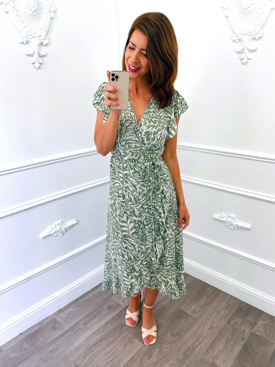 Bladeren Wrapdress Groen