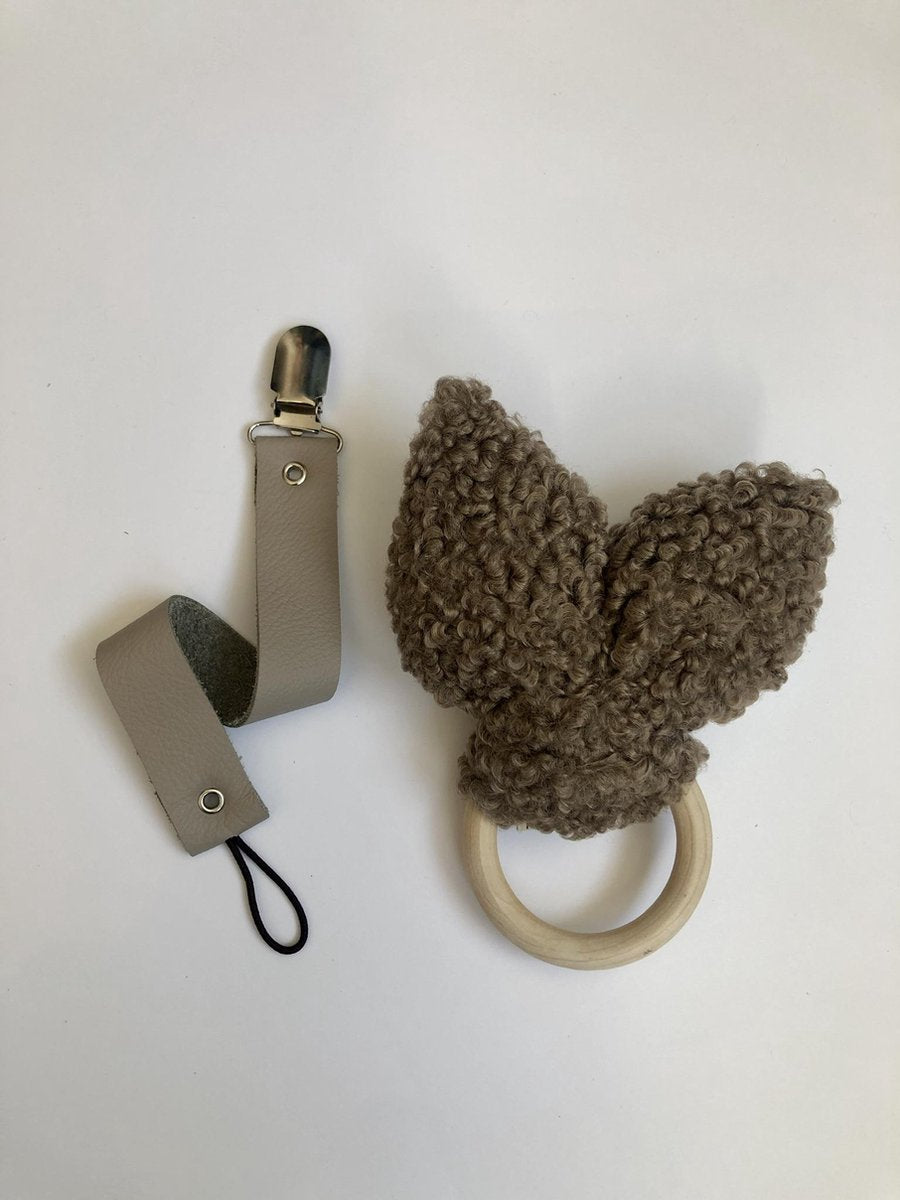 Babygeschenkpakket kraamcadeau rammelaar bijting geschenkset teddy grijs