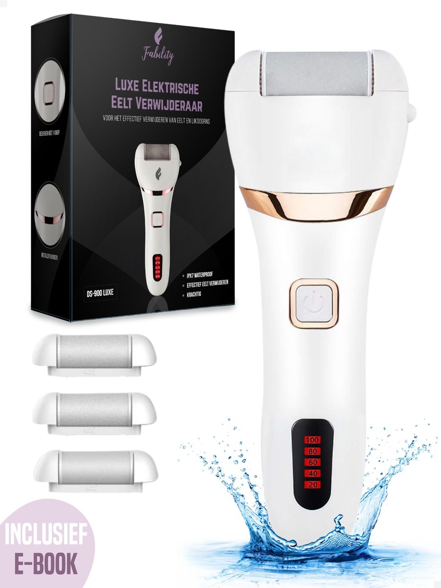 Eelt Verwijderaar Pedicure Apparaat Elektrische Voetvijl Eelt Rasp - E-Book + 3 rollen - Oplaadbaar - Eeltschaaf - Eelt Vijl - Eeltsokken - Fability®