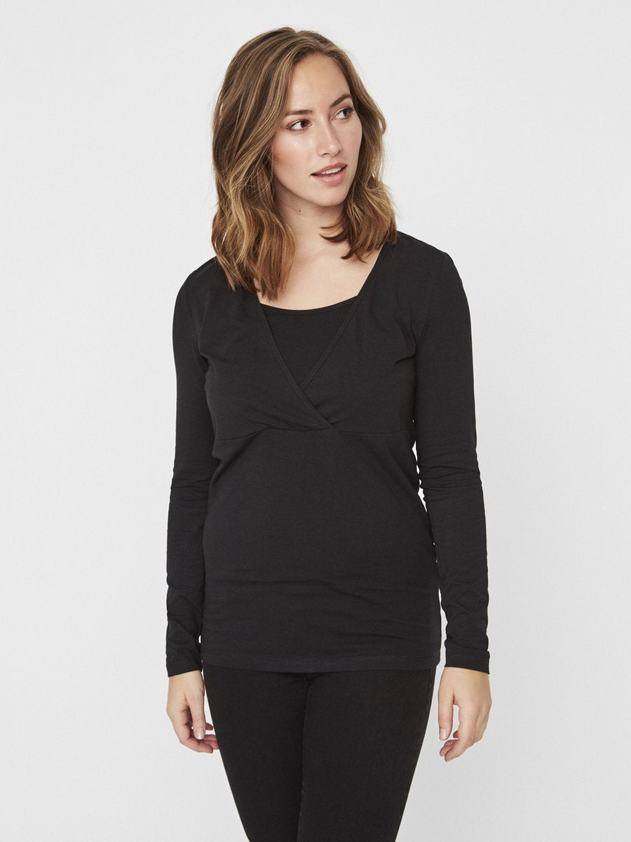 mama.licious MLLEA ORG TESS MIX LS TOP NF 2PACK A.O. Dames T-shirt - Maat S