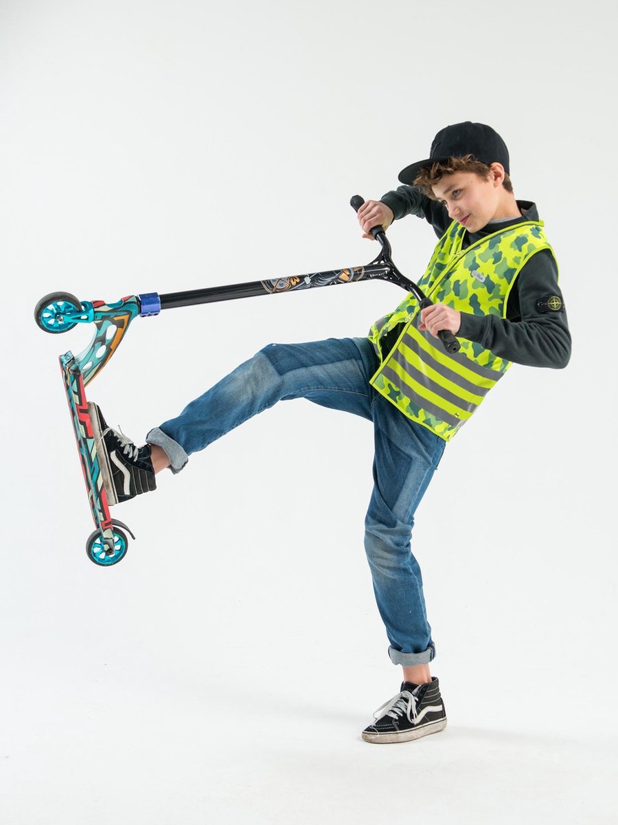 gofluo. Camou Veiligheidshesje - Reflecterend hesje - Fluoriserend - Veiligheidsvest - Camouflage print - Reflectie jas - Zichtbaarheid in het donker - Veilig de weg op - Geel - 152