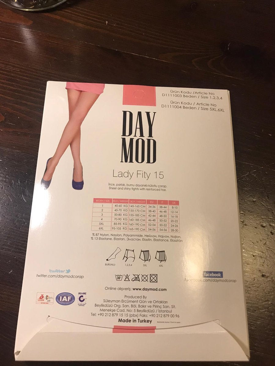 2x Panty maillot Zwart/BLACK| DayMod | FITY 15 - 15 Denier| 2 stuks doorschijnende en glanzende panty| Maat 5XL