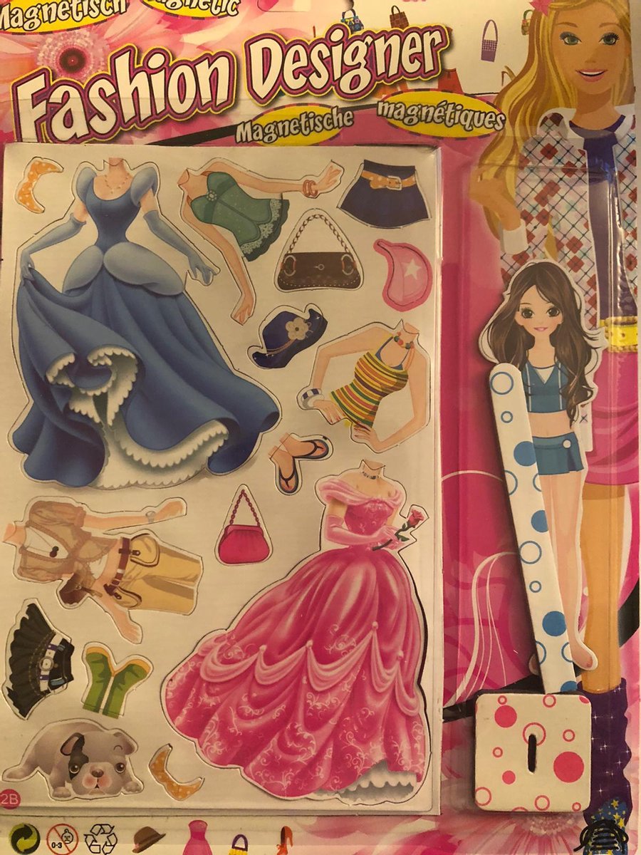 Fashion Design magnetische aankleedpop 13 cm lang - Magnetische Aankleedpop