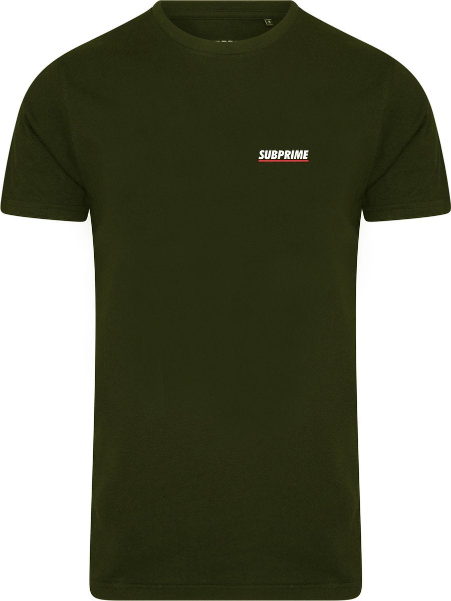 Subprime - Heren Tee SS Shirt Chest Logo Army - Groen - Maat M