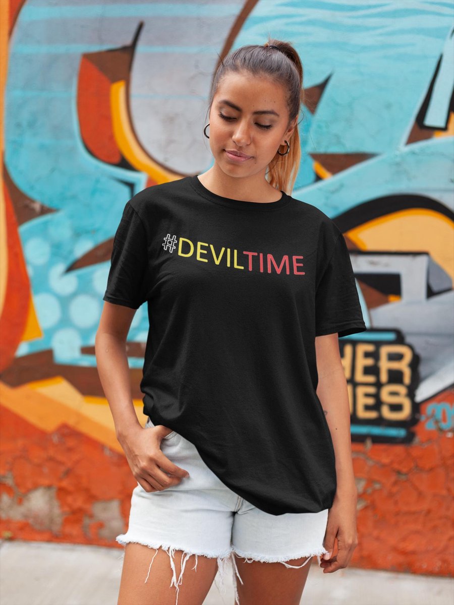 T-shirt zwart unisex rode duivels #deviltime EK belgie