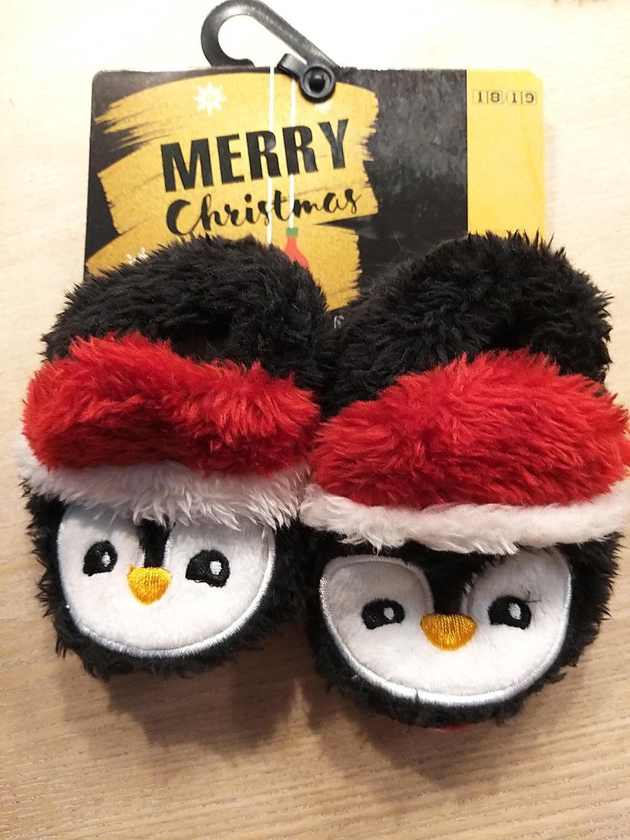 Babyslofjes - kerst - pinguïn maat 18/19