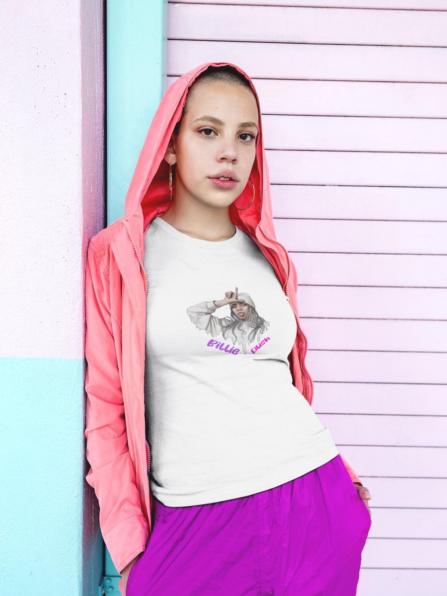 Billie Eilish Loser T T-Shirt / Airbrush Flames Blohsh / Fan art Merchandise / Popstar / Wit Unisex Maat XL