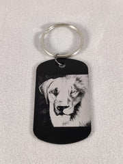 Sleutelhanger dogtag  Rhodesian Ridgeback / Leeuw Gegalvaniseerd  zwart staal 5 CM SWS