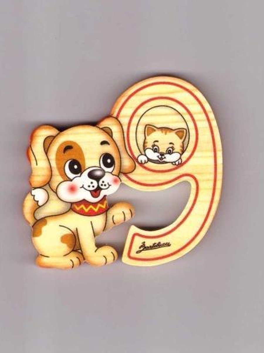 Cijfer 9 hond hout | Bartolucci