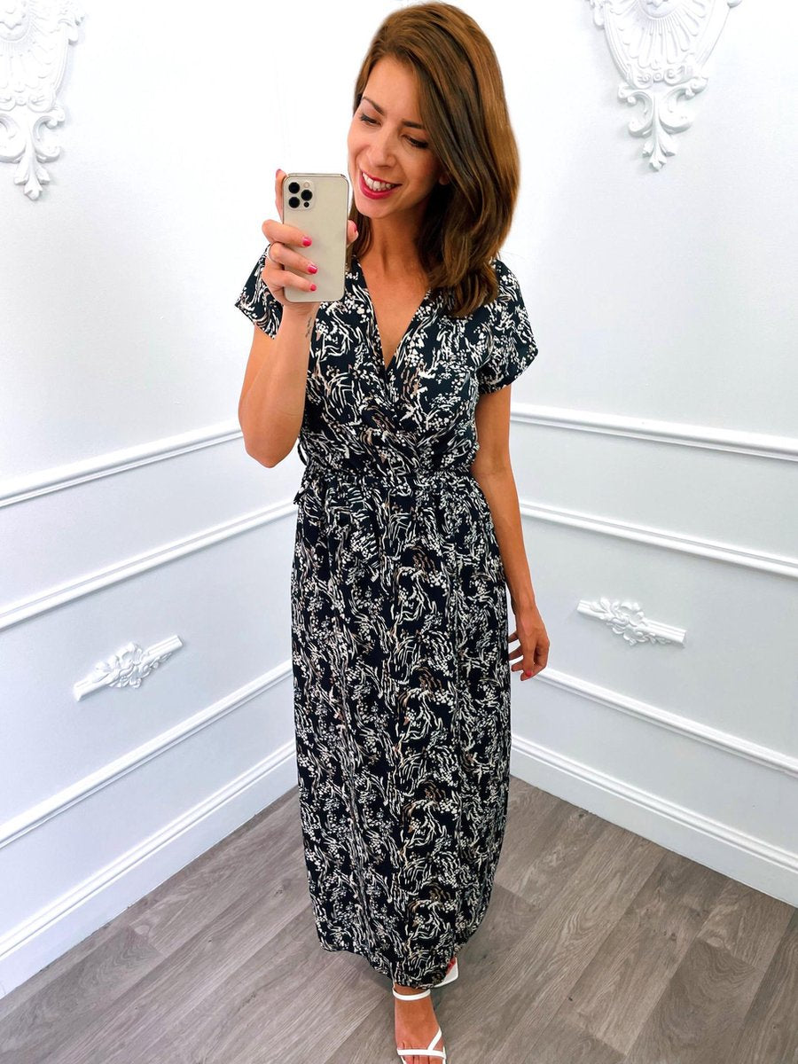 Print Dress Lang Zwart