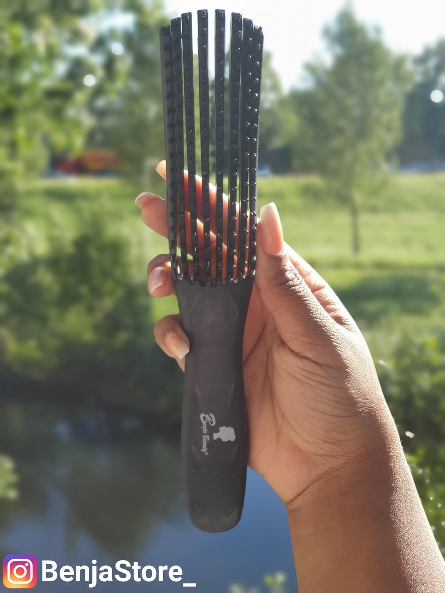 BenjaBeauty® Anti klit Haarborstel|Detangler brush|Haarverzorging|Krullen|Zwart