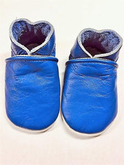 Leren baby slofjes  – blauw maat L