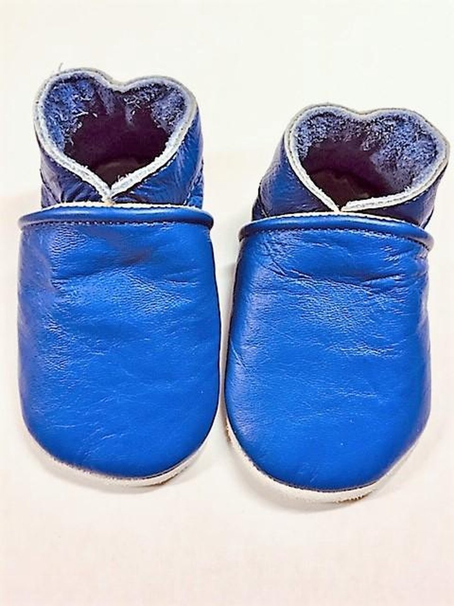 Leren baby slofjes  – blauw maat L