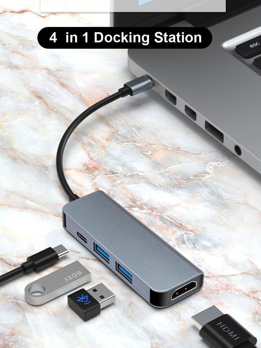 I Wannahave 4 in 1 USB-C adapter - HDMI 4K - 2x USB 3.0 - USB-C laden - voor MacBook