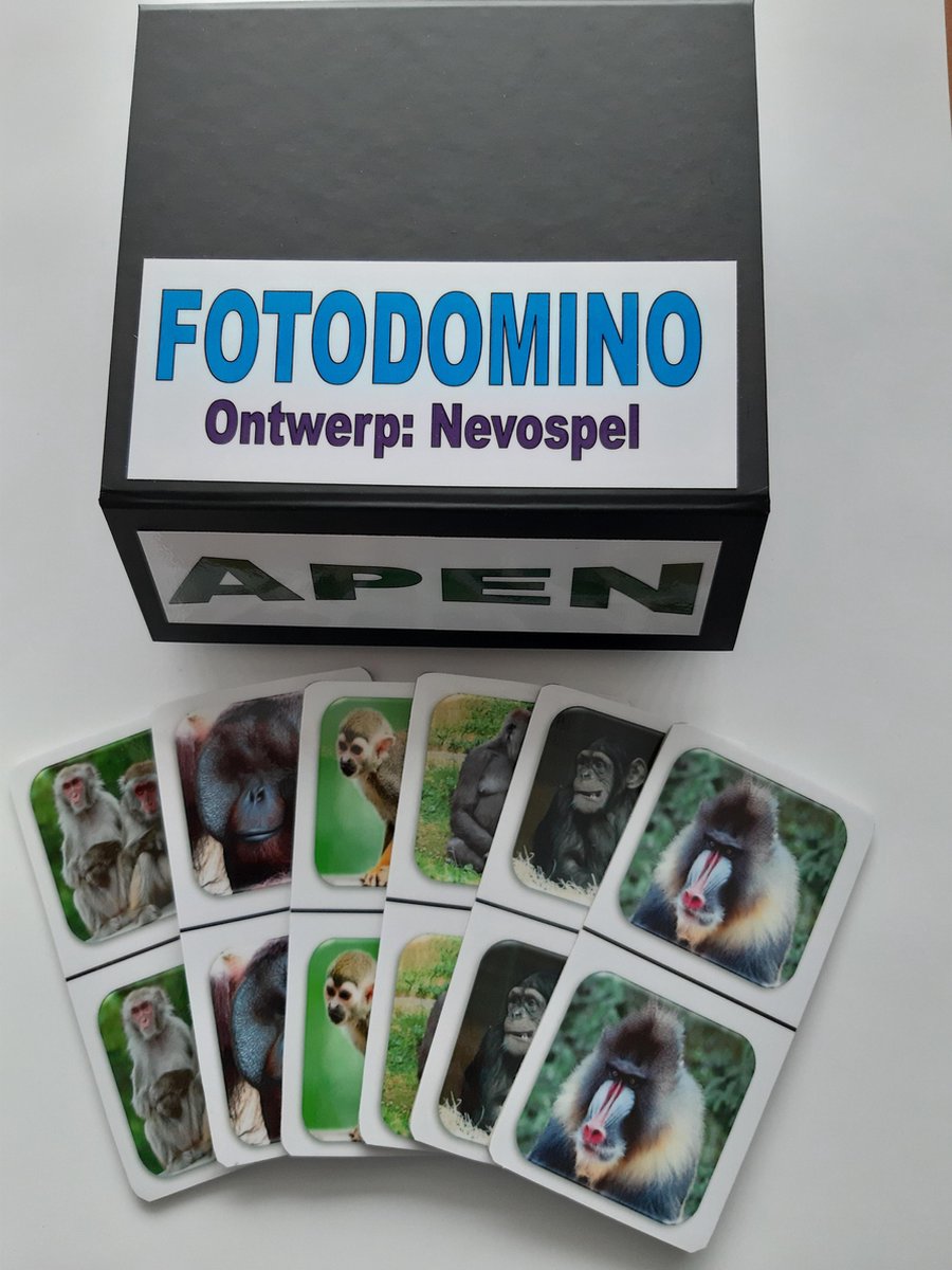 Denkspel voor mensen met dementie FotoDomino Apen