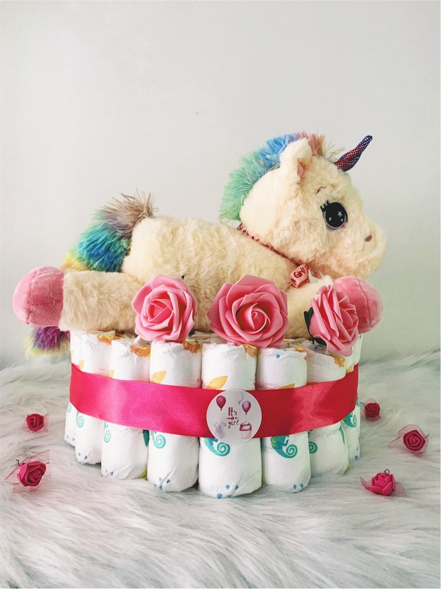 Luiertaart - luiertaart meisje - kraam cadeau meisjes- Luiertaart meisje - 40 Luiers