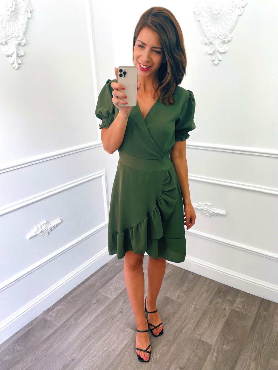 Pofmouw Ruffel Dress Groen