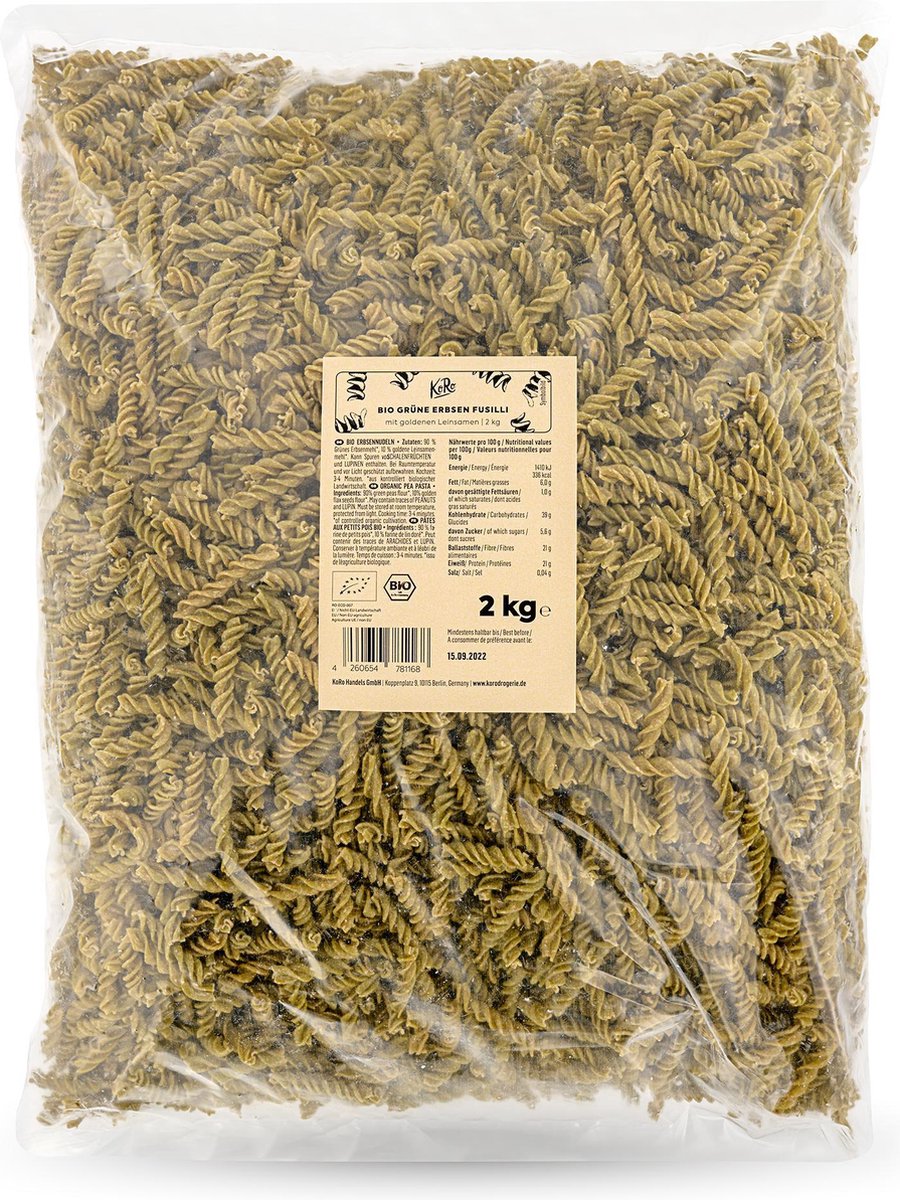 KoRo | Biologische groene erwten fusilli 2 kg