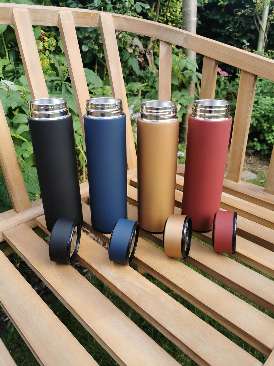 NEWJELLIFE Stijlvolle Drinkfles - Thermosfles - RVS - Rood - Waterfles - Koffie