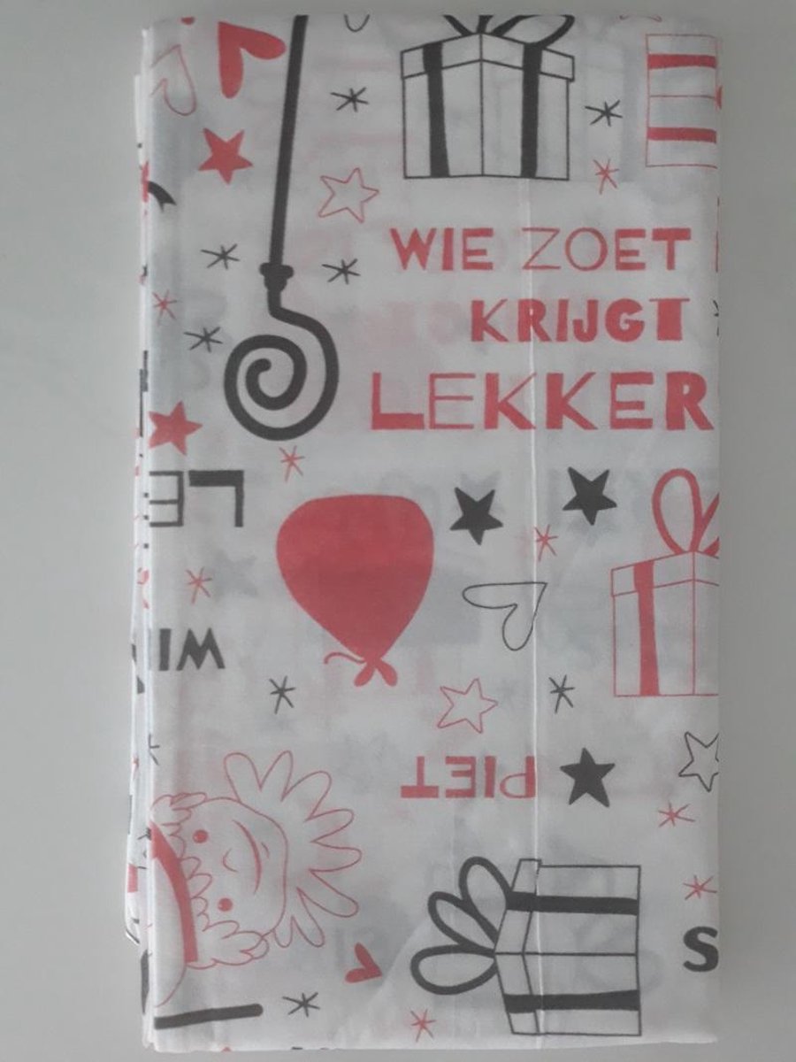 Sinterklaas tafelkleed 180x130 - tafellaken sint en piet - sinterklaasfeest wie zoet is krijgt lekkers.