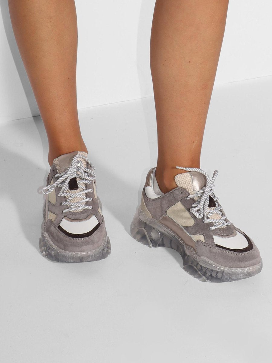 Summum Leren Sneaker Taupe  dames maat 38