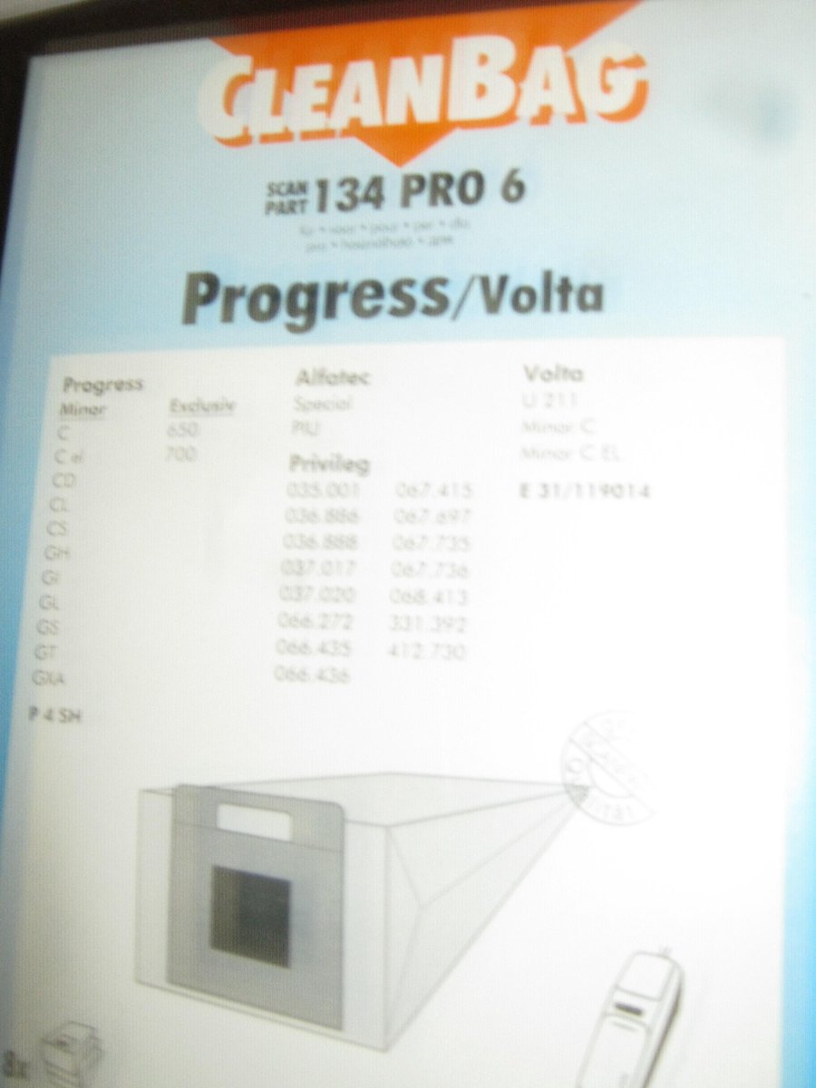 Progress Volta stofzuigerzakken  Alfatec Privileg etc 8 stuks Cleanbag 134pro6