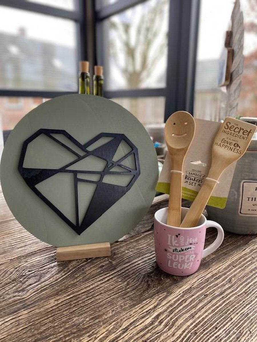 Cadeaupakket; Muurcirkel hartje  / mok Ik vind jou stiekem echt superleuk / Bamboeset The secret ingredient is always love @ happiness / liefde / Valentijnsdag / vriendschap / vaderdag / moederdag / verjaardag / cadeau