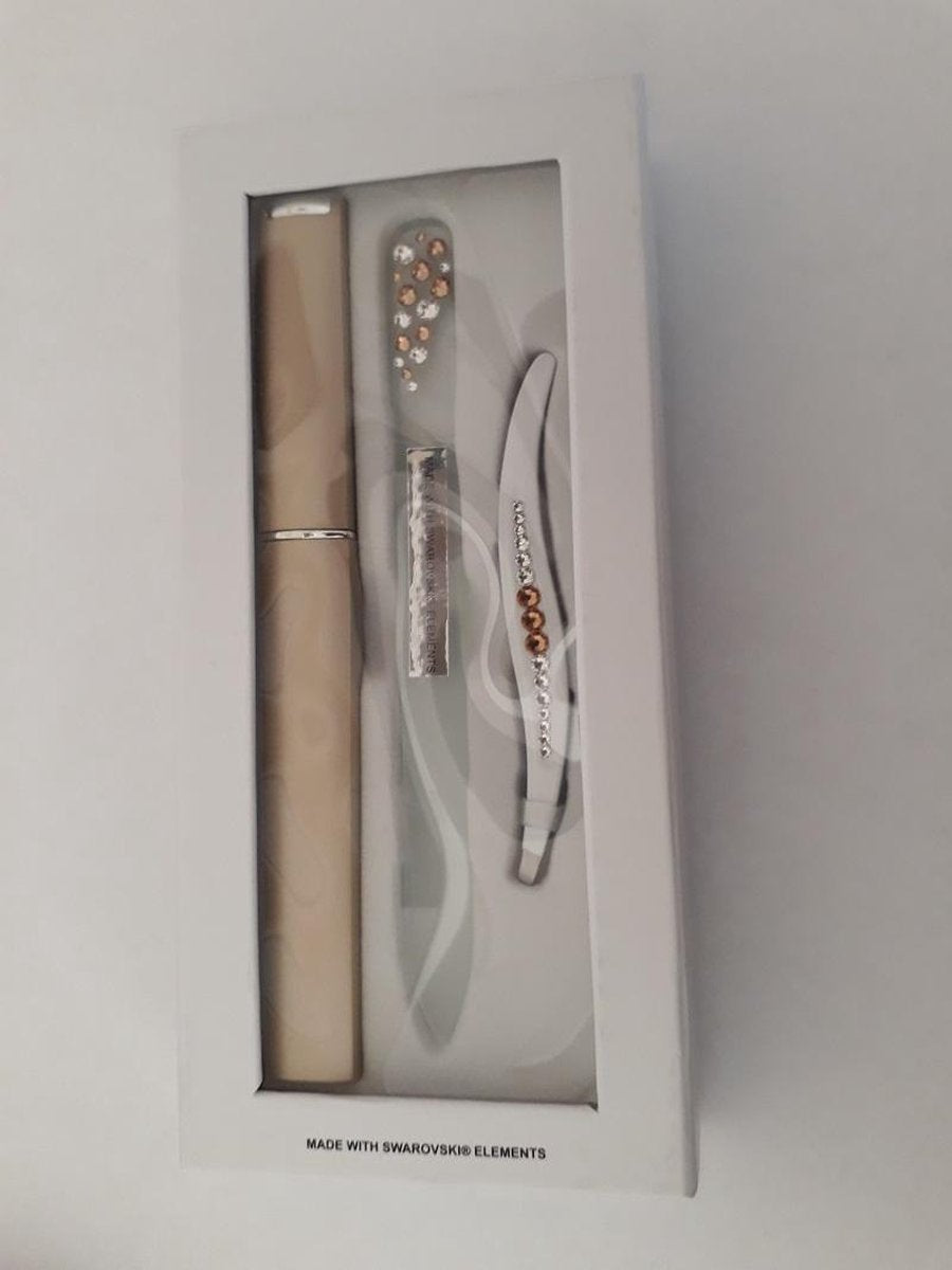 Profi4Beauty Gift Box Wit |Pincet en Glasvijl met Swarovski elementen