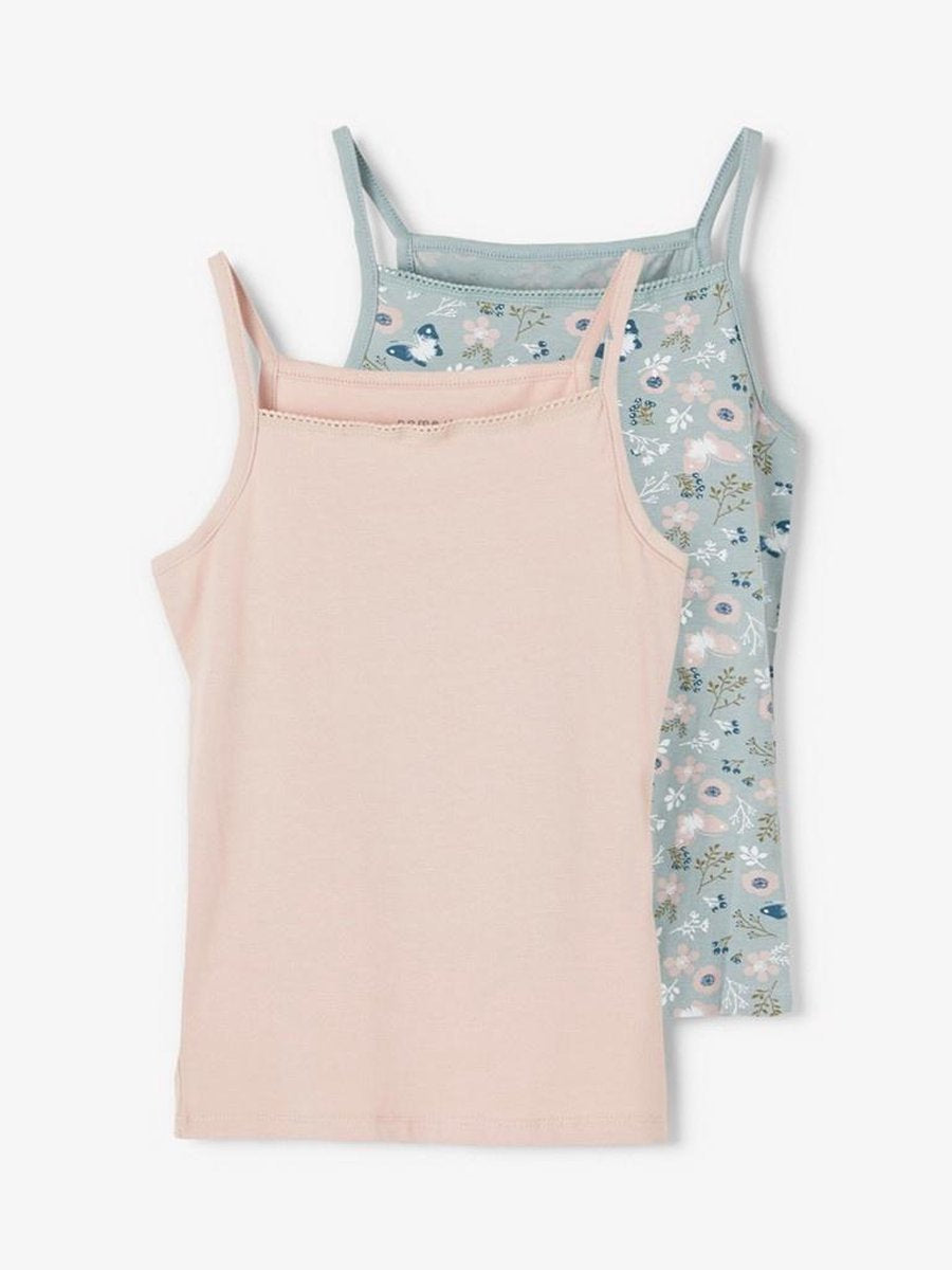 Name it meisjes hemdjes 2-pak - Pale Mauve - Flower  - 116  - Blauw