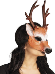 Hert half masker met gewei voor volwassenen - Verkleedmasker