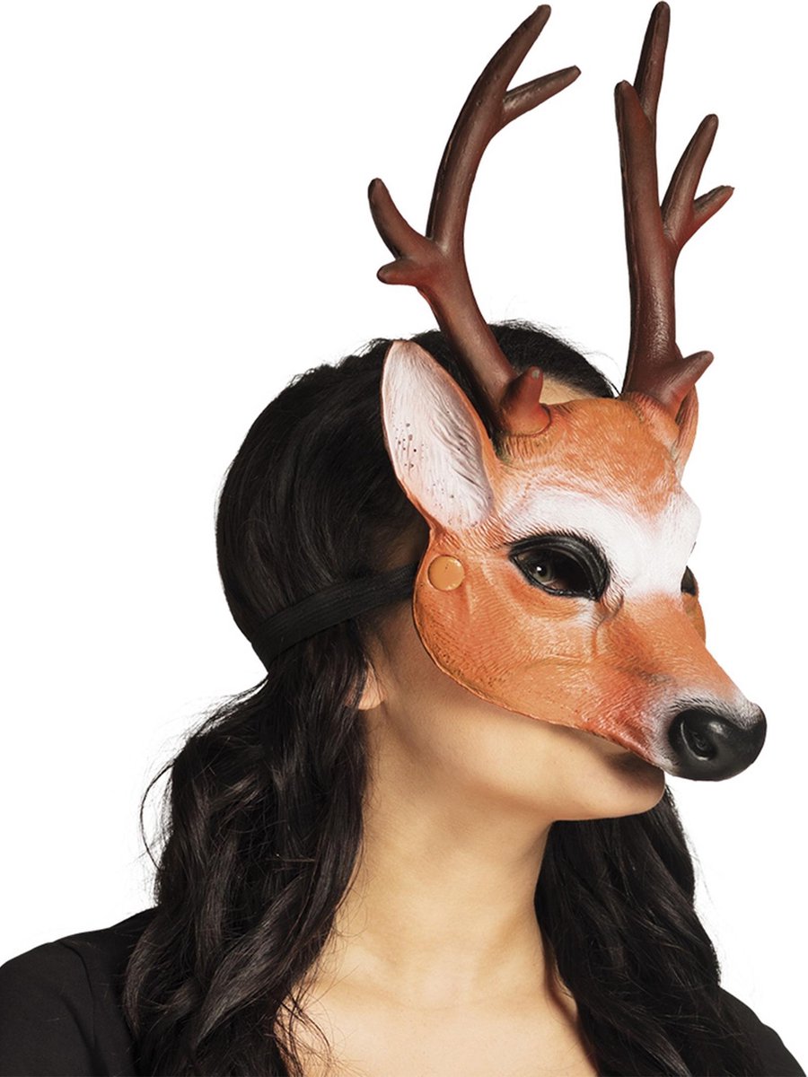Hert half masker met gewei voor volwassenen - Verkleedmasker