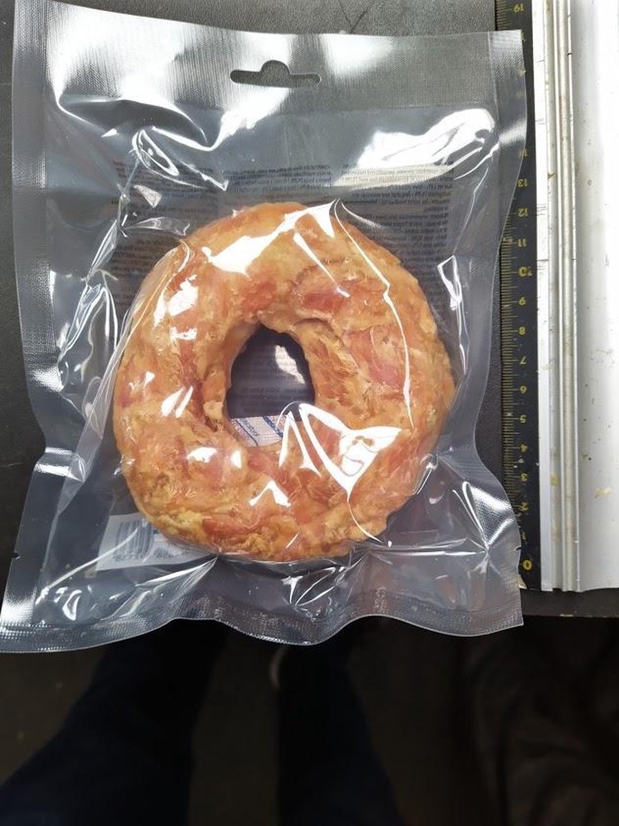 Kauwring kipfilet kip filet donut groot 12cm met runderhuid 5 stuks  van de snackmeester