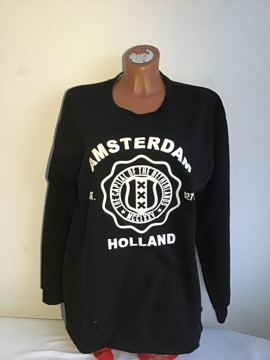 Zwarte sweater trui  Unisex Amsterdam maat L