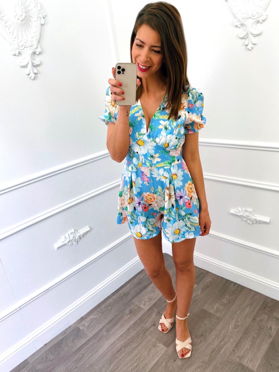 Bonte Playsuit Blauw