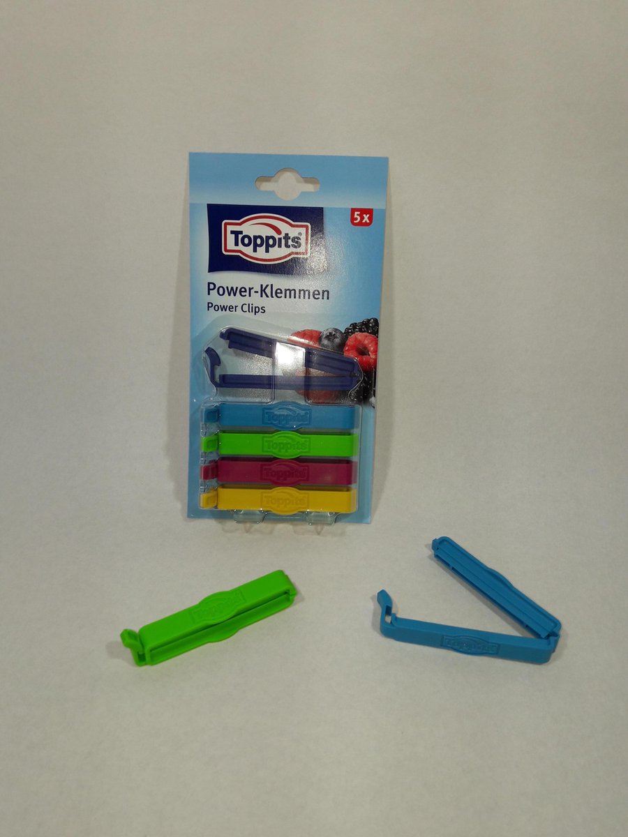 TOPPITS duurzame vershoudclips - zakafsluiters - Powerclips - 5 stuks -  diepvries-