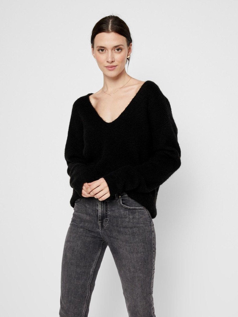 Pieces Dames PCBABETT V-NECK KNIT  Black - Maat XS
