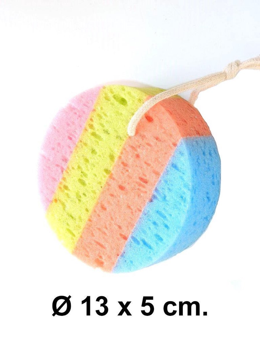 Rojafit Badspons - Rond - Regenboogkleuren - Ø 13 cm X 5 cm.