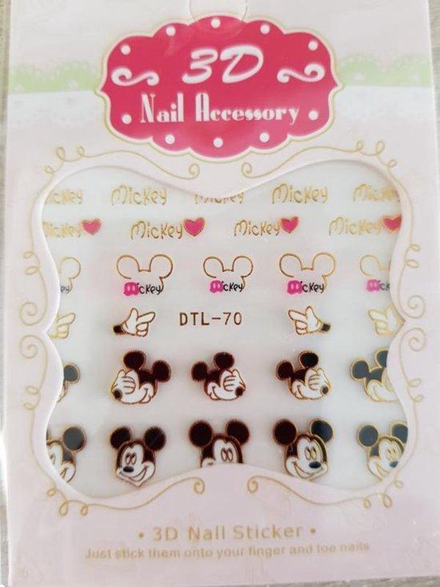 muis Mouse nail art nagelstickers -goud