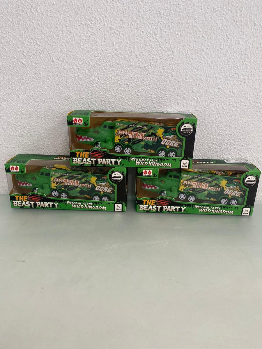 Speelgoedvoertuig kinderen: stoere truck - set van 3 stuks (groene krokodil)