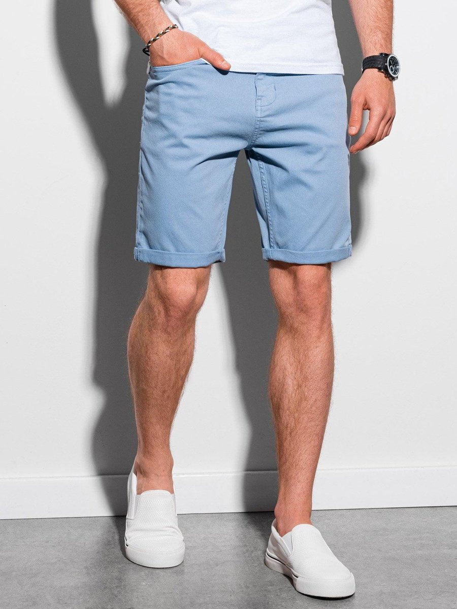 Chino short heren - zacht - blauw - W303