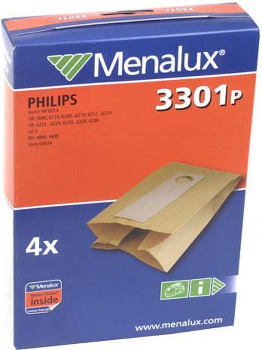 MENALUX - STOFZUIGERZAK PHILIPS RUGBY / BERLIJN     4 STUKS - 9001968370