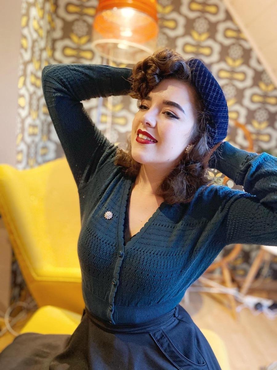 Retro Cardigan in Teal