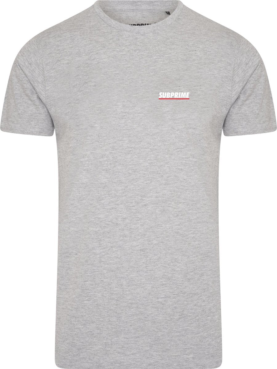 Subprime - Heren Tee SS Shirt Chest Logo Grey - Grijs - Maat L