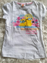 T-shirt minions - Wit - Maat 128