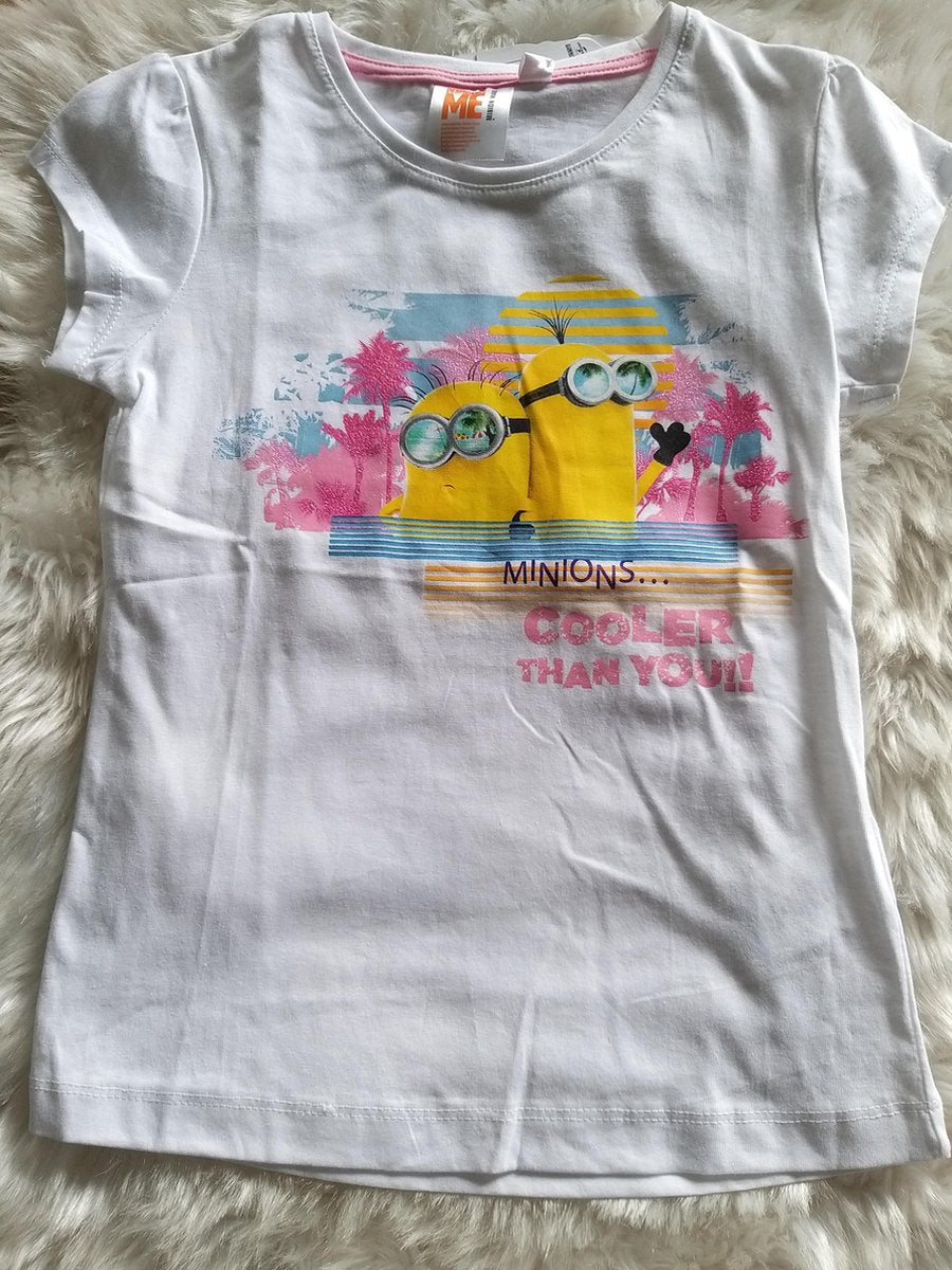 T-shirt minions - Wit - Maat 128